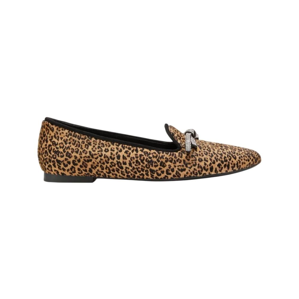 Stuart Weitzman Embellished Cheetah Bow Loafers Size 8